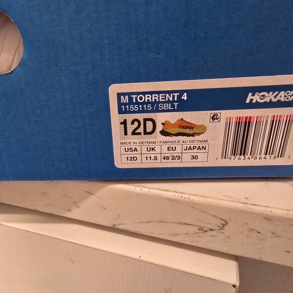 Hoka Torrent 4 Mens Size 12 1155115-SBLT Trail Running Shoes Sun Coral/Blue NEW - Picture 10 of 10